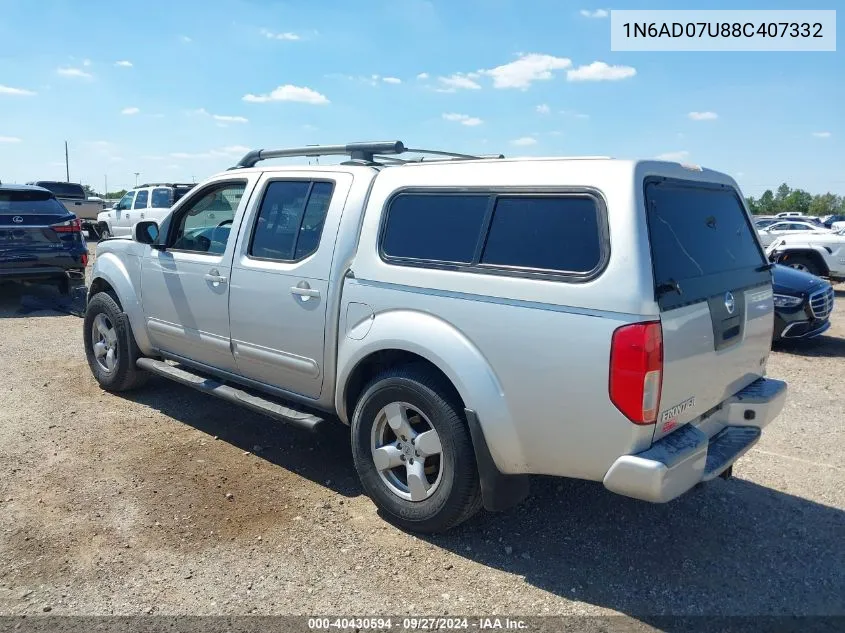 2008 Nissan Frontier Le VIN: 1N6AD07U88C407332 Lot: 40430594