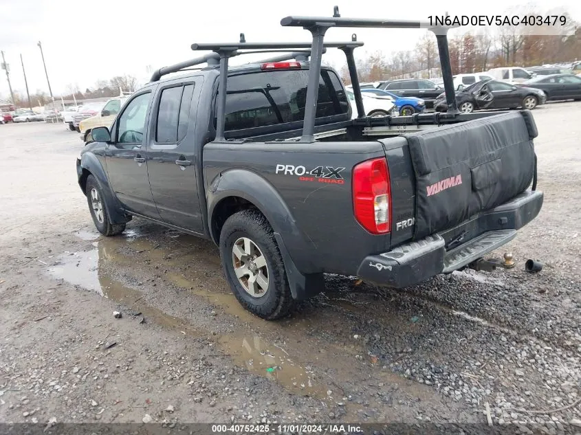 2010 Nissan Frontier Pro-4X VIN: 1N6AD0EV5AC403479 Lot: 40752425