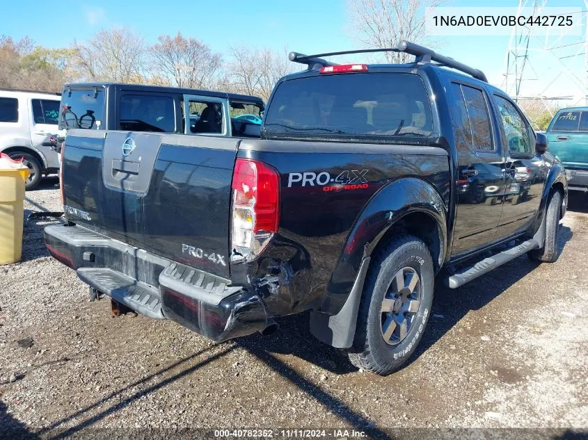 2011 Nissan Frontier Sl VIN: 1N6AD0EV0BC442725 Lot: 40782352