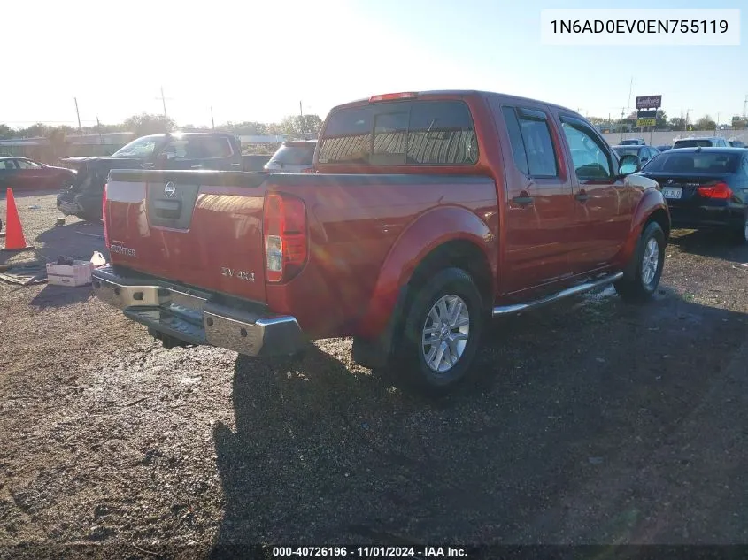 2014 Nissan Frontier Sv VIN: 1N6AD0EV0EN755119 Lot: 40726196