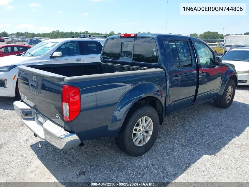 2016 Nissan Frontier S/Sv/Sl/Pro-4X VIN: 1N6AD0ER0GN744806 Lot: 40472258