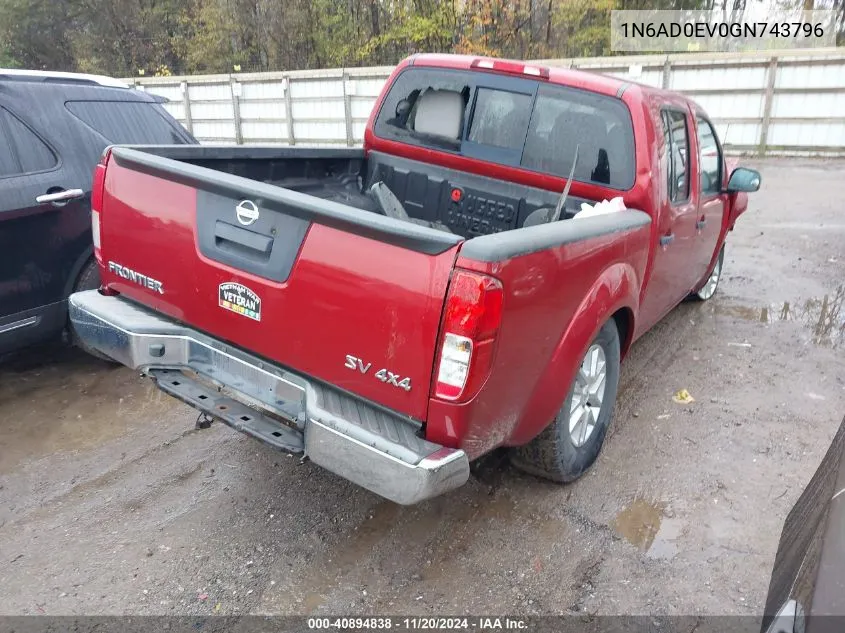 2016 Nissan Frontier Sv VIN: 1N6AD0EV0GN743796 Lot: 40894838