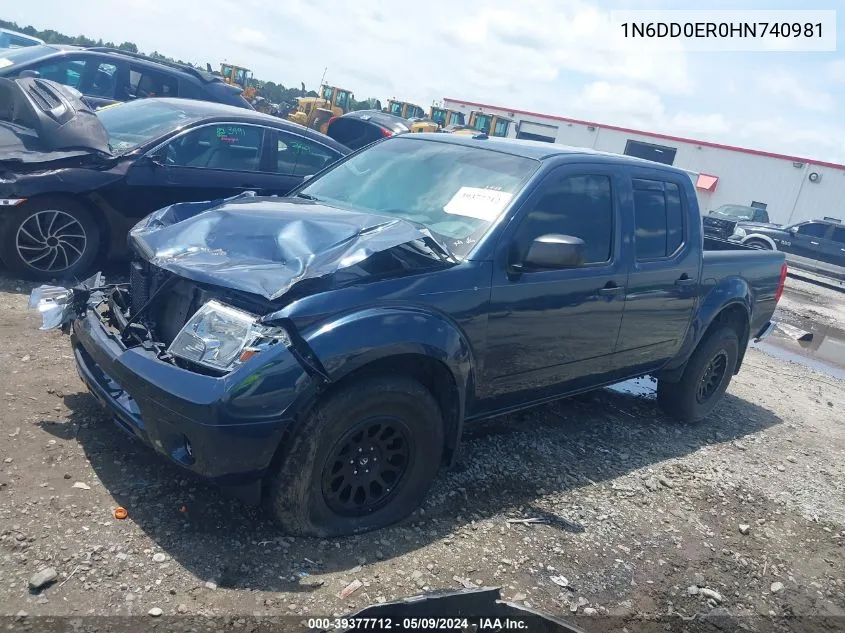 2017 Nissan Frontier Sv VIN: 1N6DD0ER0HN740981 Lot: 39377712