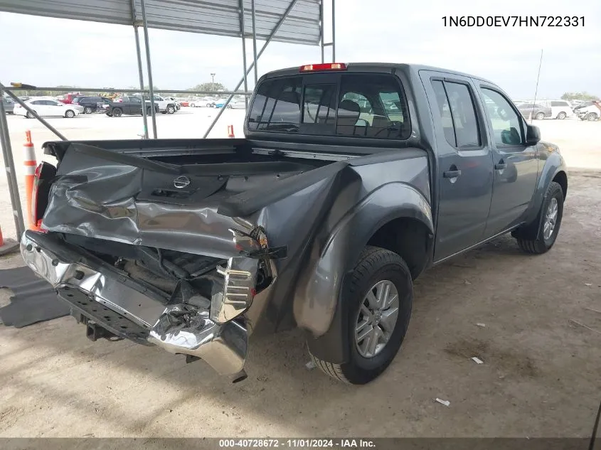 2017 Nissan Frontier Sv VIN: 1N6DD0EV7HN722331 Lot: 40728672