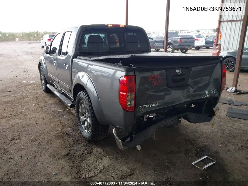 2019 Nissan Frontier Sl VIN: 1N6AD0ER3KN753671 Lot: 40772003