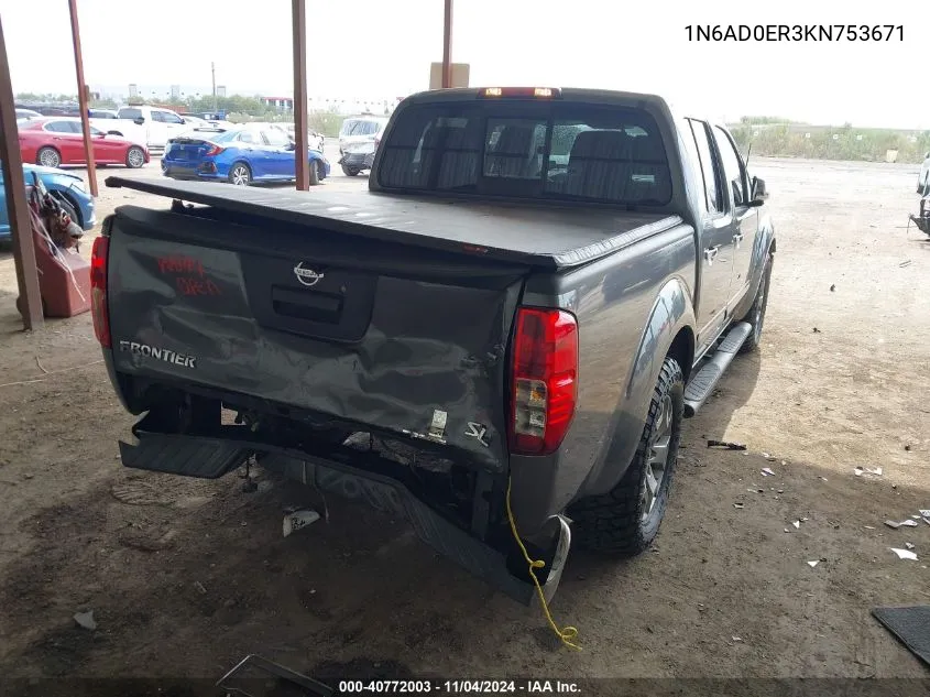 2019 Nissan Frontier Sl VIN: 1N6AD0ER3KN753671 Lot: 40772003