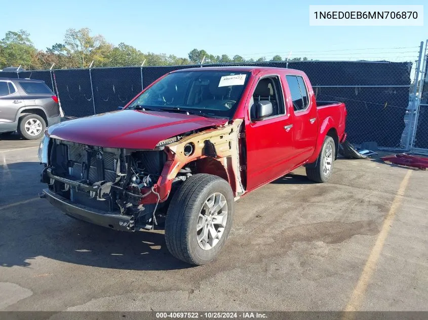 2021 Nissan Frontier Sv 4X4 VIN: 1N6ED0EB6MN706870 Lot: 40697522