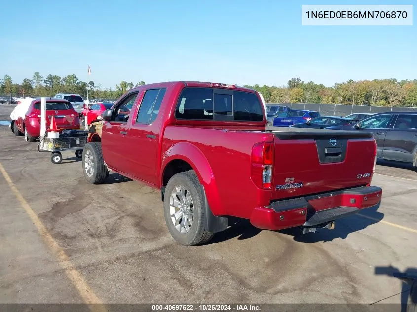 2021 Nissan Frontier Sv 4X4 VIN: 1N6ED0EB6MN706870 Lot: 40697522