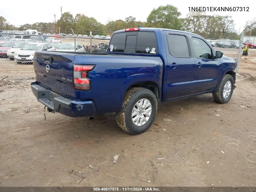 2022 Nissan Frontier S/Sv/Pro-4X VIN: 1N6ED1EK4NN607312 Lot: 40817575