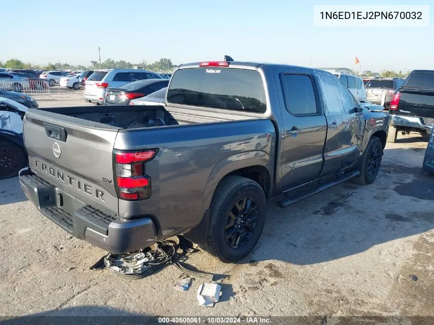 2023 Nissan Frontier Sv 4X2 VIN: 1N6ED1EJ2PN670032 Lot: 40508061