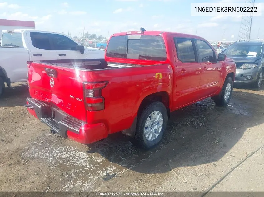 2024 Nissan Frontier Sv 4X4 VIN: 1N6ED1EK3RN602222 Lot: 40712573