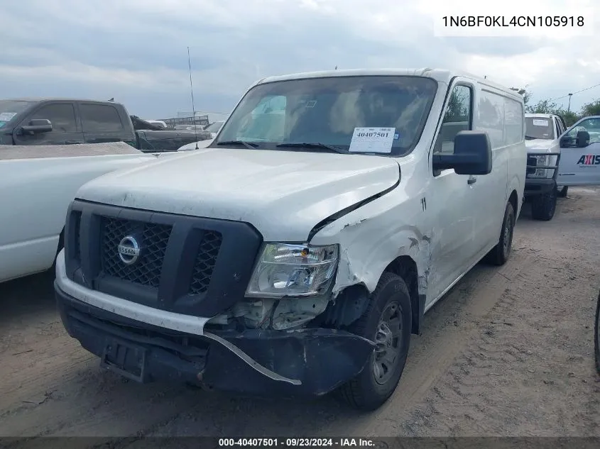 2012 Nissan Nv 1500/2500 VIN: 1N6BF0KL4CN105918 Lot: 40407501