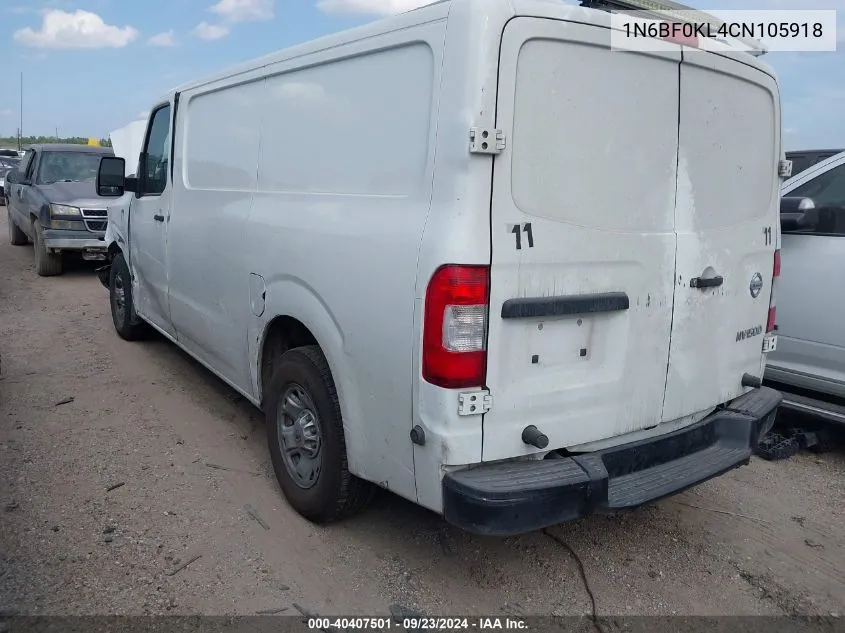 2012 Nissan Nv 1500/2500 VIN: 1N6BF0KL4CN105918 Lot: 40407501