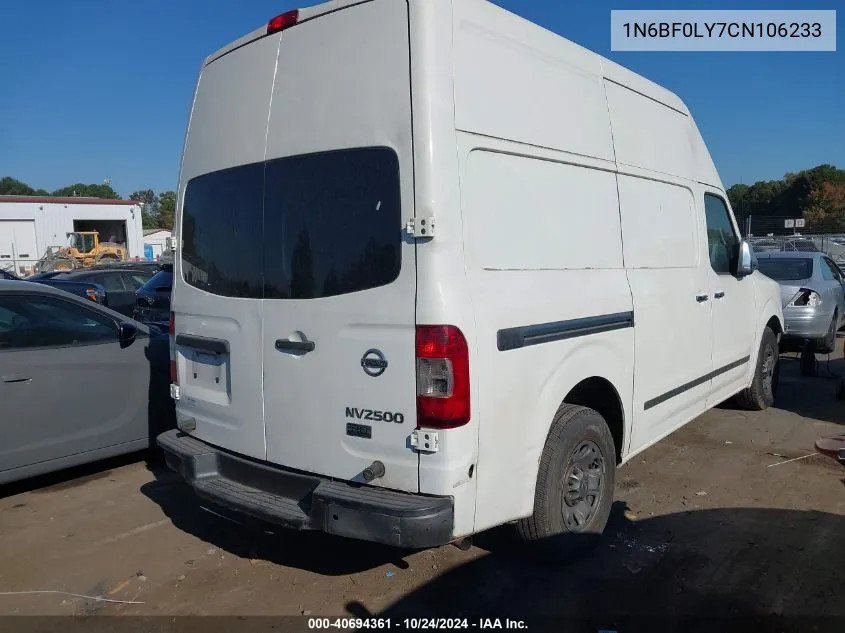 2012 Nissan Nv 2500 Nv2500 Hd Sv V6 VIN: 1N6BF0LY7CN106233 Lot: 40694361