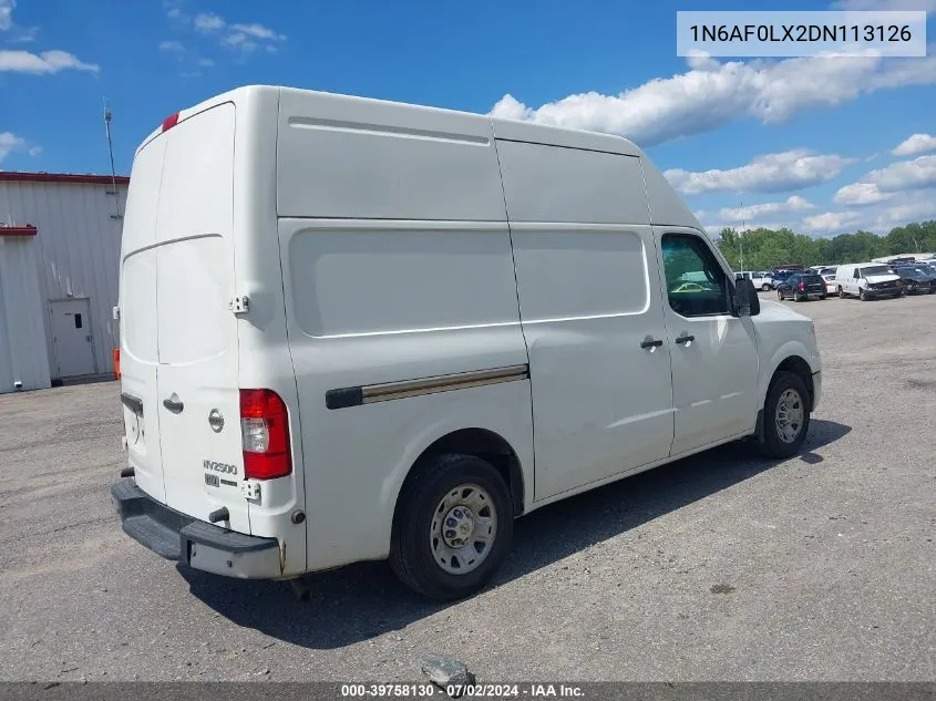 2013 Nissan Nv Cargo Nv2500 Hd Sv V8 VIN: 1N6AF0LX2DN113126 Lot: 39758130