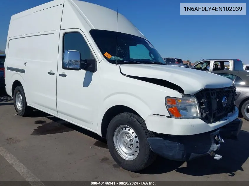 1N6AF0LY4EN102039 2014 Nissan Nv Cargo Nv2500 Hd S V8/Sv/Sv V8