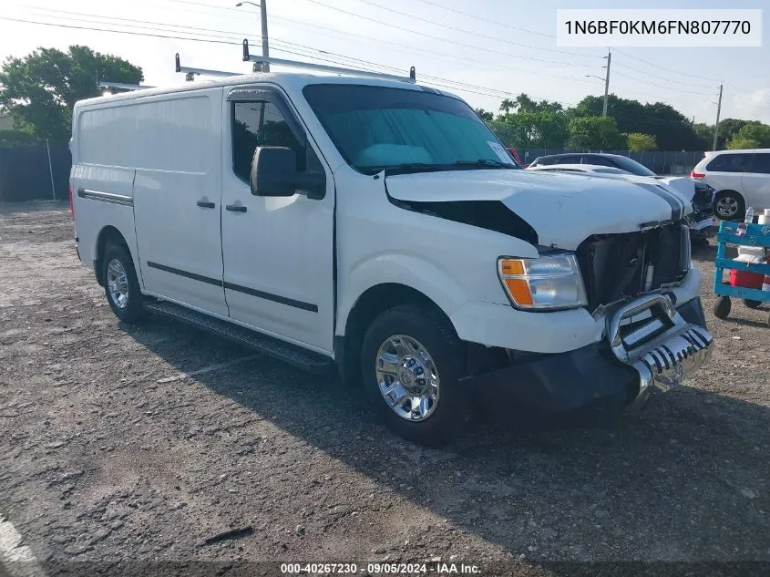 2015 Nissan Nv Cargo Nv1500 Sv V6 VIN: 1N6BF0KM6FN807770 Lot: 40267230