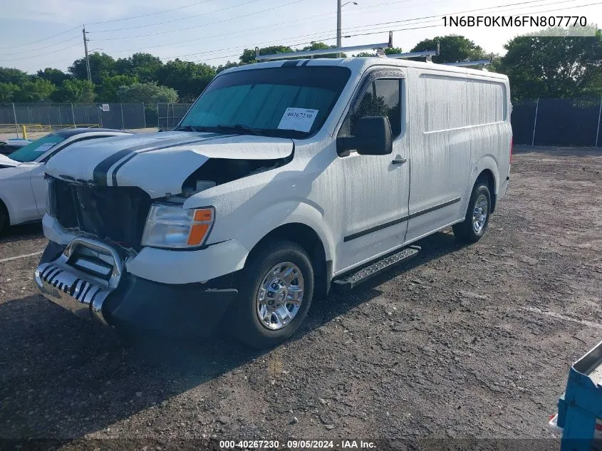 2015 Nissan Nv Cargo Nv1500 Sv V6 VIN: 1N6BF0KM6FN807770 Lot: 40267230