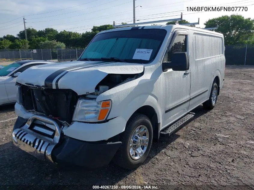 2015 Nissan Nv Cargo Nv1500 Sv V6 VIN: 1N6BF0KM6FN807770 Lot: 40267230