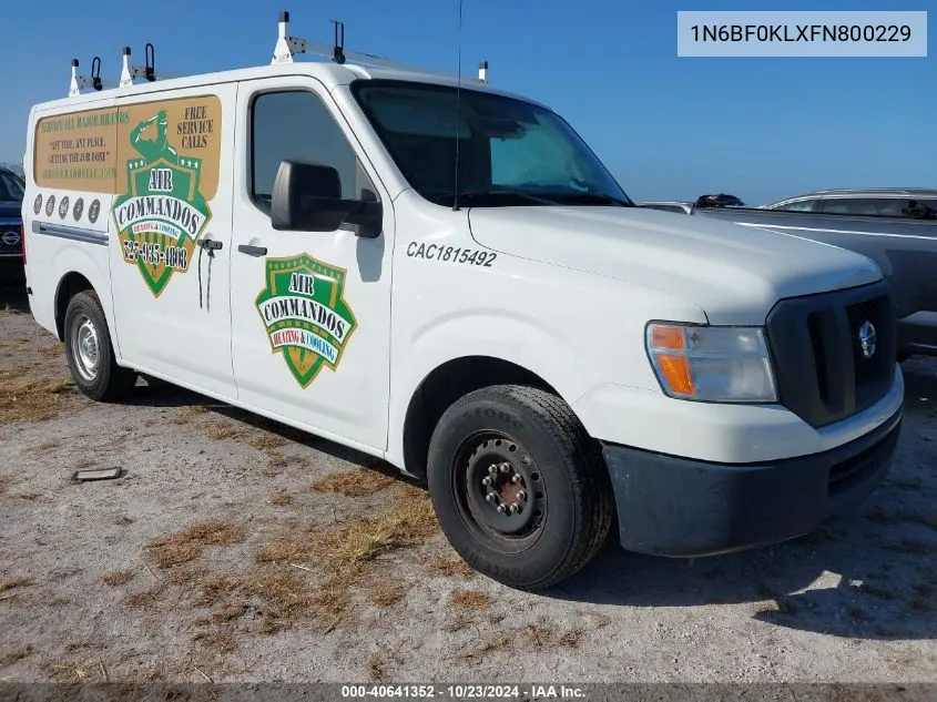 2015 Nissan Nv Cargo Nv1500 S V6 VIN: 1N6BF0KLXFN800229 Lot: 40641352