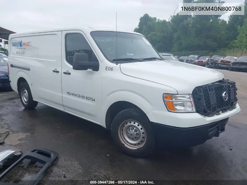 2016 Nissan Nv Cargo Nv1500 S V6 VIN: 1N6BF0KM4GN800768 Lot: 39447266