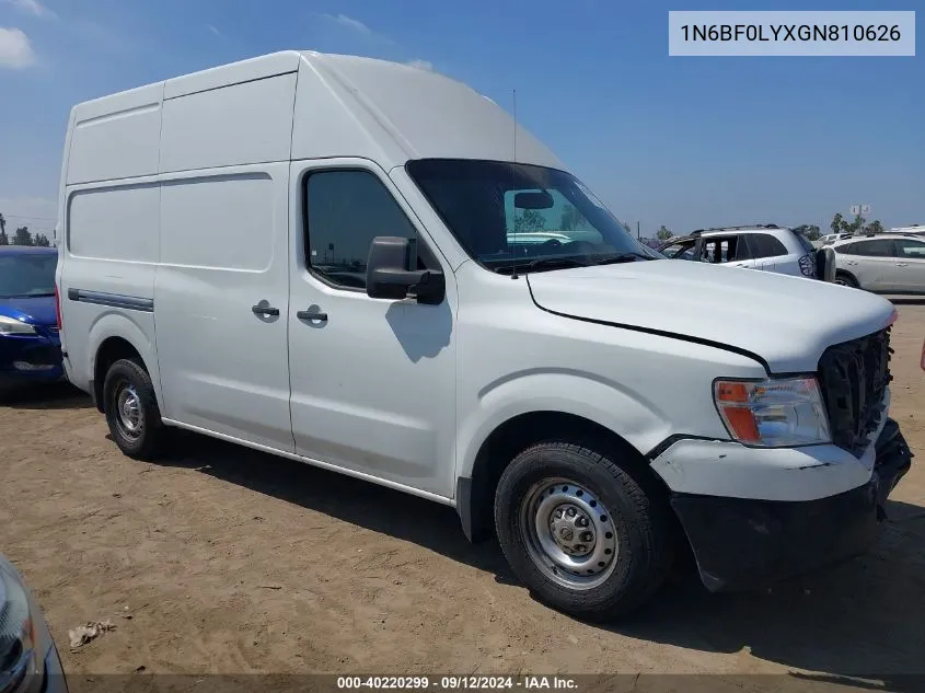 2016 Nissan Nv 2500 S/2500 Sv/2500 Sl VIN: 1N6BF0LYXGN810626 Lot: 40220299