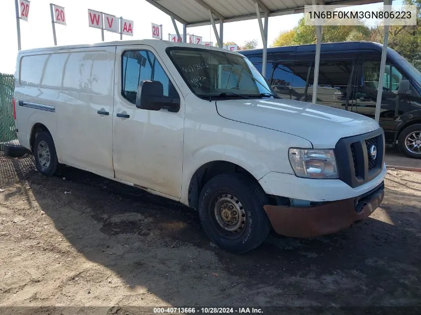 2016 Nissan Nv Cargo Nv1500 S V6/Sv V6 VIN: 1N6BF0KM3GN806223 Lot: 40713666