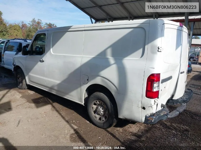 2016 Nissan Nv Cargo Nv1500 S V6/Sv V6 VIN: 1N6BF0KM3GN806223 Lot: 40713666