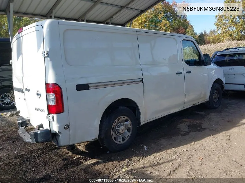 2016 Nissan Nv Cargo Nv1500 S V6/Sv V6 VIN: 1N6BF0KM3GN806223 Lot: 40713666