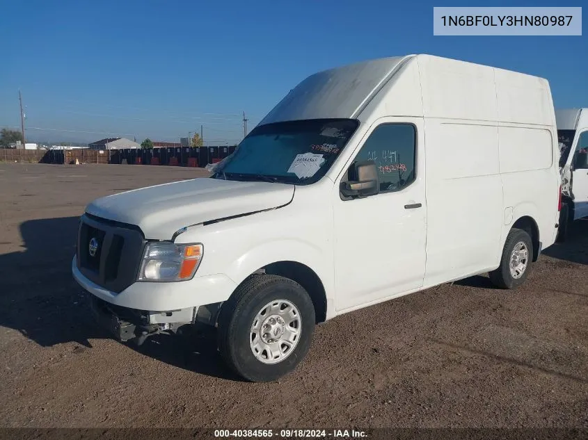 2017 Nissan Nv 2500 S/2500 Sv/2500 Sl VIN: 1N6BF0LY3HN80987 Lot: 40384565