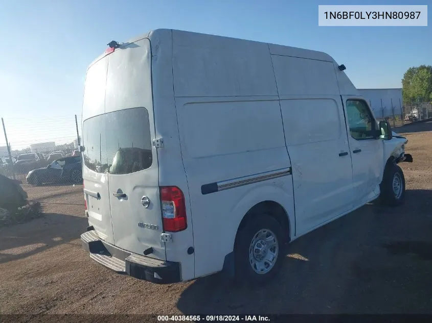 2017 Nissan Nv 2500 S/2500 Sv/2500 Sl VIN: 1N6BF0LY3HN80987 Lot: 40384565