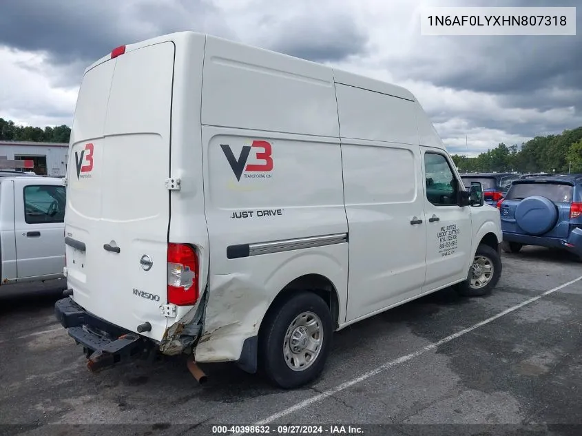 2017 Nissan Nv Cargo Nv2500 Hd Sv V8 VIN: 1N6AF0LYXHN807318 Lot: 40398632