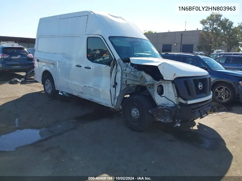 2017 Nissan Nv Cargo Nv2500 Hd Sv V6 VIN: 1N6BF0LY2HN803963 Lot: 40489194