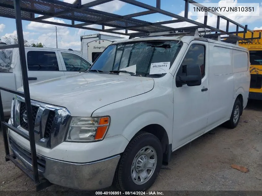 2018 Nissan Nv Cargo Nv2500 Hd Sv V6 VIN: 1N6BF0KY7JN810351 Lot: 40106951