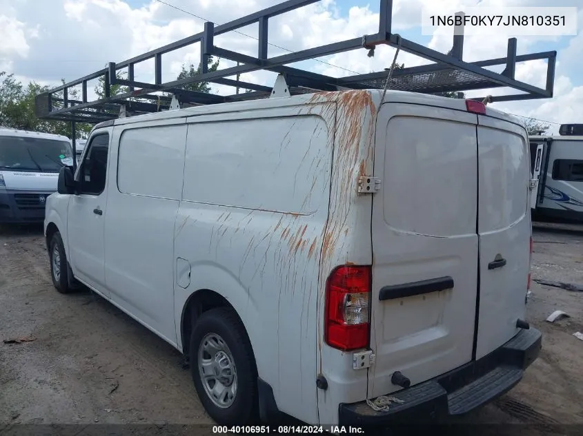 1N6BF0KY7JN810351 2018 Nissan Nv Cargo Nv2500 Hd Sv V6