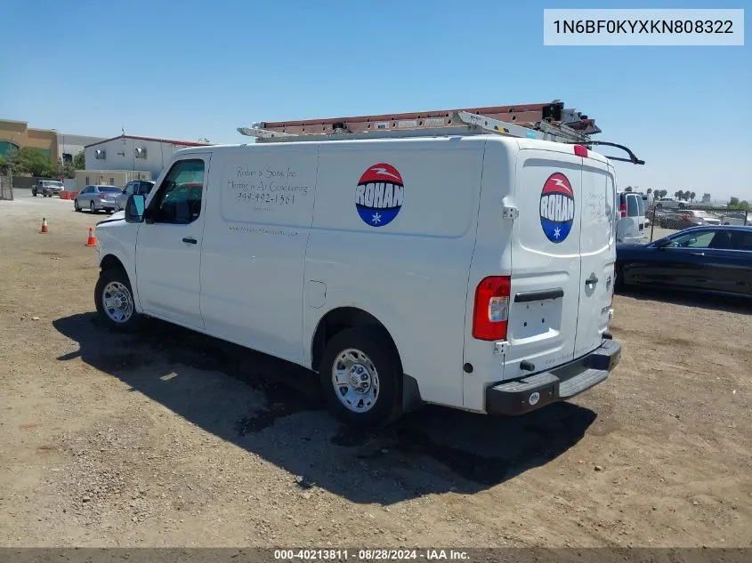 2019 Nissan Nv Cargo Nv2500 Hd Sv V6 VIN: 1N6BF0KYXKN808322 Lot: 40213811