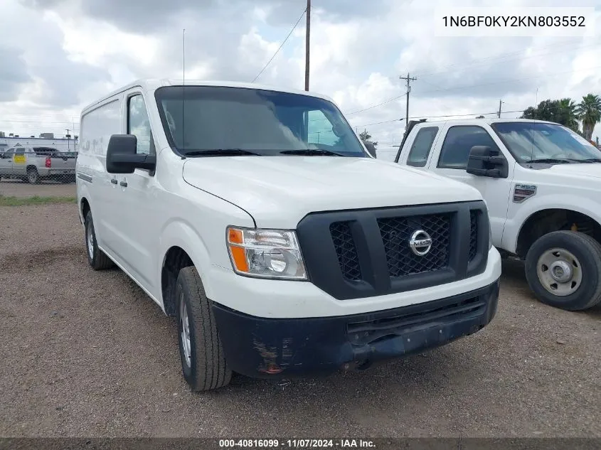 2019 Nissan Nv Cargo Nv2500 Hd S V6 VIN: 1N6BF0KY2KN803552 Lot: 40816099