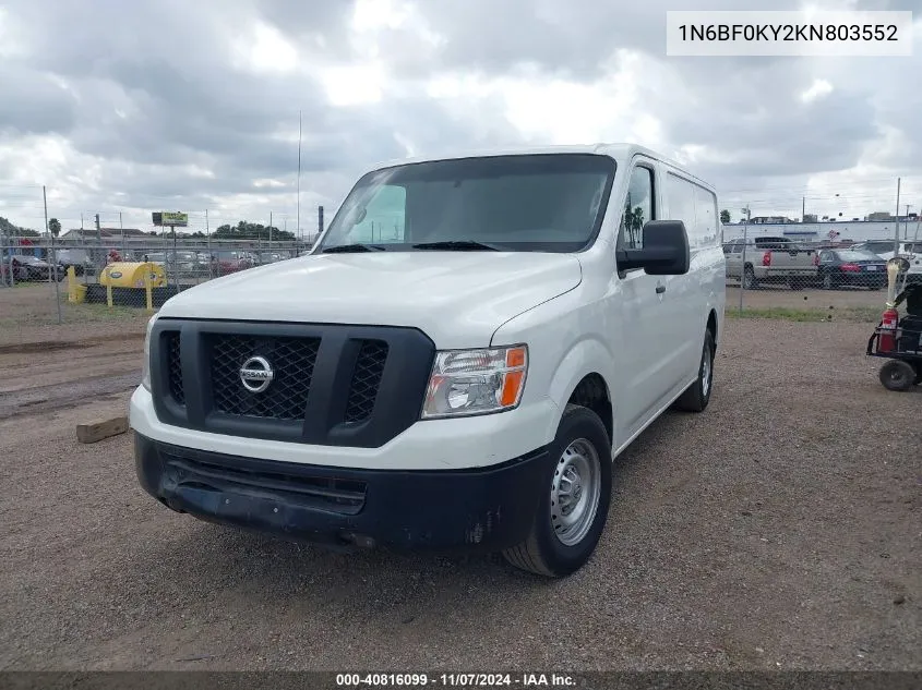 2019 Nissan Nv Cargo Nv2500 Hd S V6 VIN: 1N6BF0KY2KN803552 Lot: 40816099