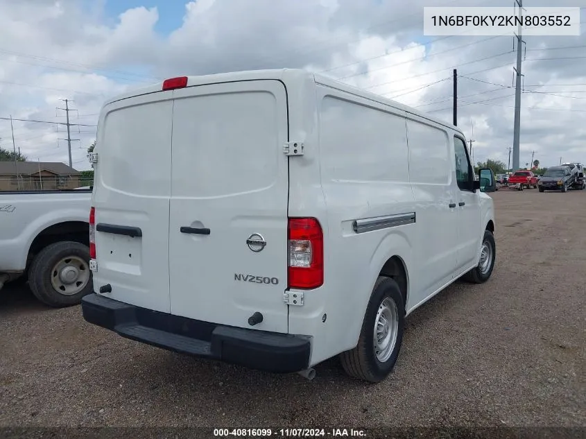 2019 Nissan Nv Cargo Nv2500 Hd S V6 VIN: 1N6BF0KY2KN803552 Lot: 40816099