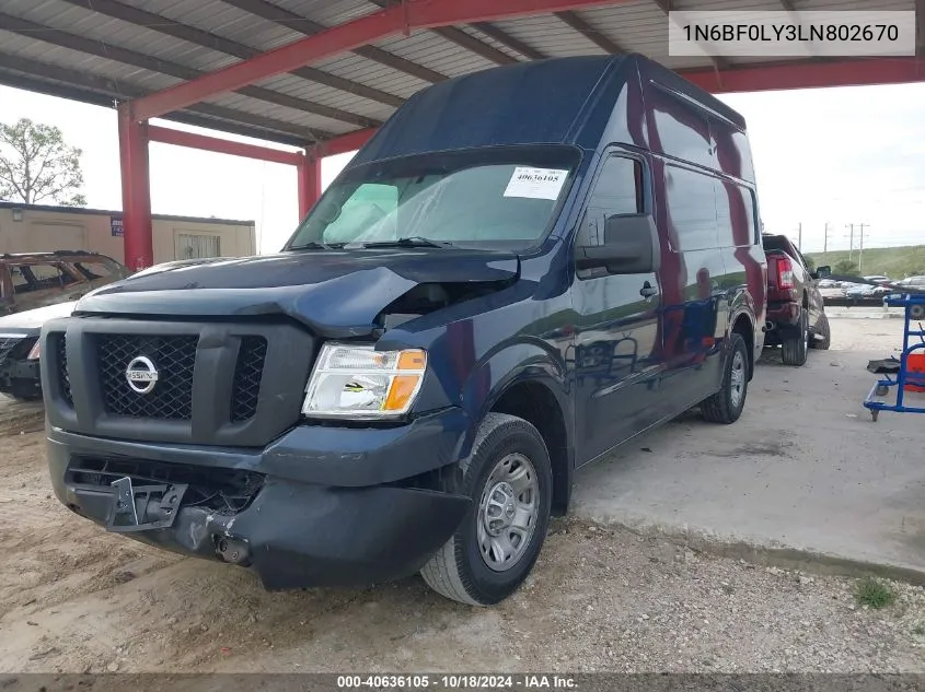 2020 Nissan Nv Cargo Nv2500 Hd Sv High Roof V6 VIN: 1N6BF0LY3LN802670 Lot: 40636105