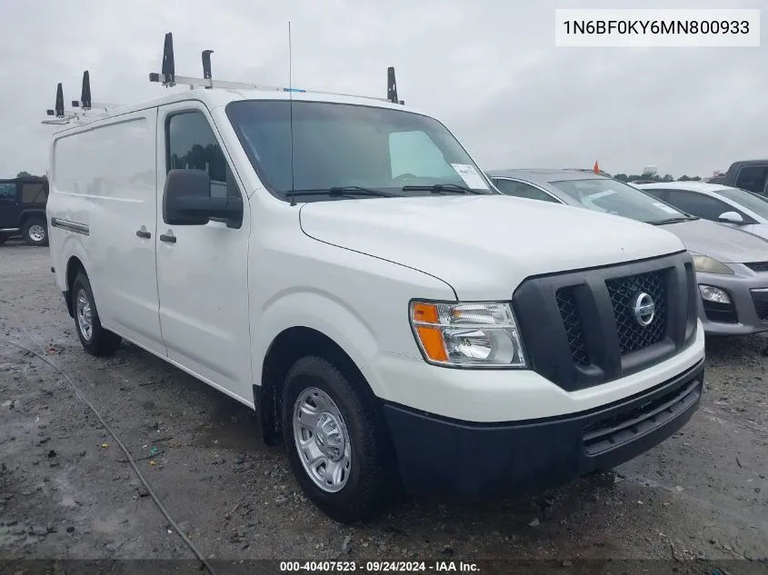 2021 Nissan Nv Cargo Nv2500 Hd Sv Standard Roof V6 VIN: 1N6BF0KY6MN800933 Lot: 40407523