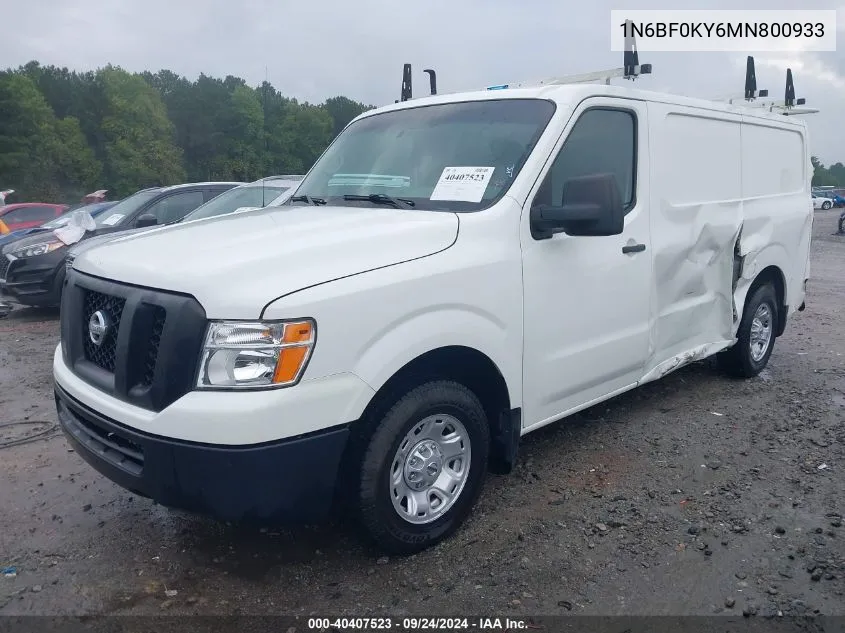 1N6BF0KY6MN800933 2021 Nissan Nv Cargo Nv2500 Hd Sv Standard Roof V6