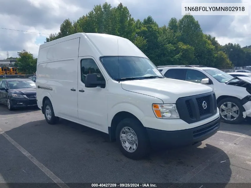 2021 Nissan Nv Cargo Nv2500 Hd Sv High Roof V6 VIN: 1N6BF0LY0MN802918 Lot: 40427209