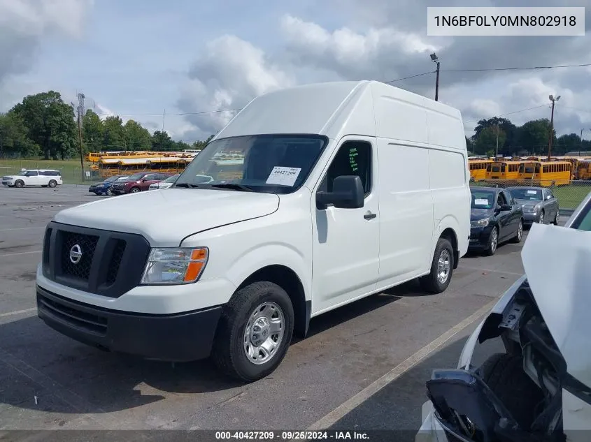 2021 Nissan Nv Cargo Nv2500 Hd Sv High Roof V6 VIN: 1N6BF0LY0MN802918 Lot: 40427209