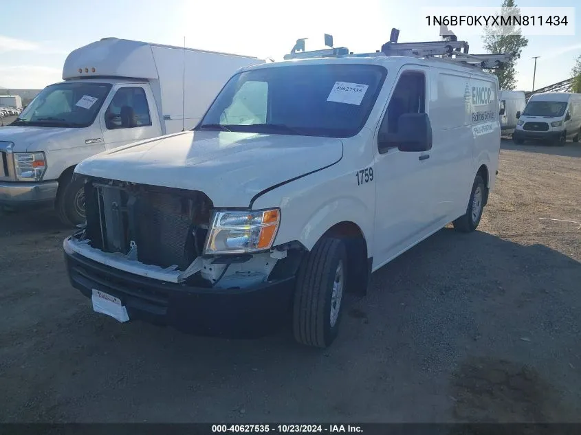 2021 Nissan Nv Cargo Nv2500 Hd Sv Standard Roof V6 VIN: 1N6BF0KYXMN811434 Lot: 40627535