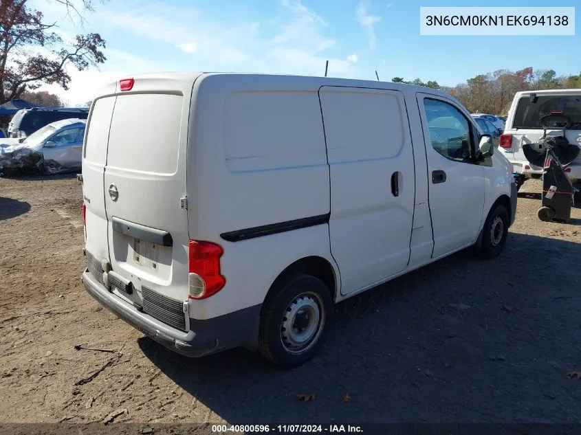 2014 Nissan Nv200 S VIN: 3N6CM0KN1EK694138 Lot: 40800596