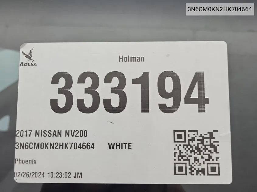 2017 Nissan Nv200 S VIN: 3N6CM0KN2HK704664 Lot: 40673541