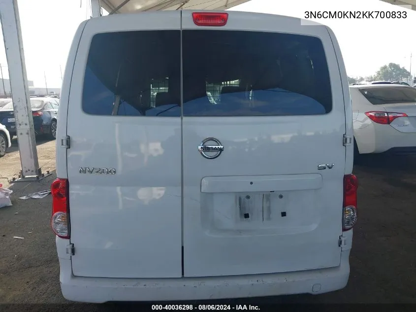 2019 Nissan Nv200 Sv VIN: 3N6CM0KN2KK700833 Lot: 40036298