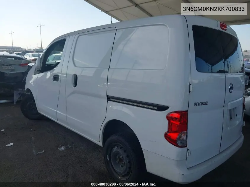 2019 Nissan Nv200 Sv VIN: 3N6CM0KN2KK700833 Lot: 40036298