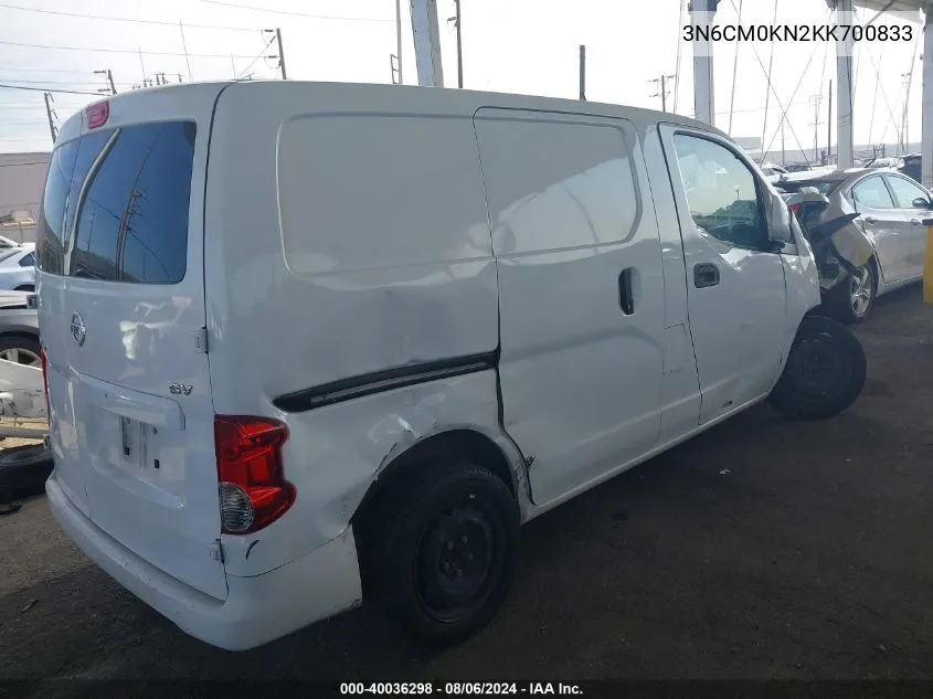 2019 Nissan Nv200 Sv VIN: 3N6CM0KN2KK700833 Lot: 40036298